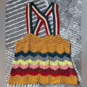 Colorful Free People crochet tank top